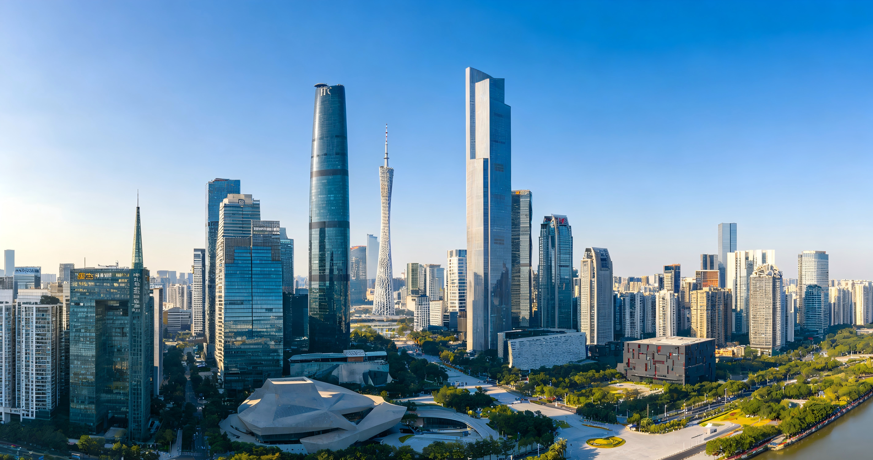 广州白天建筑繁荣图生成